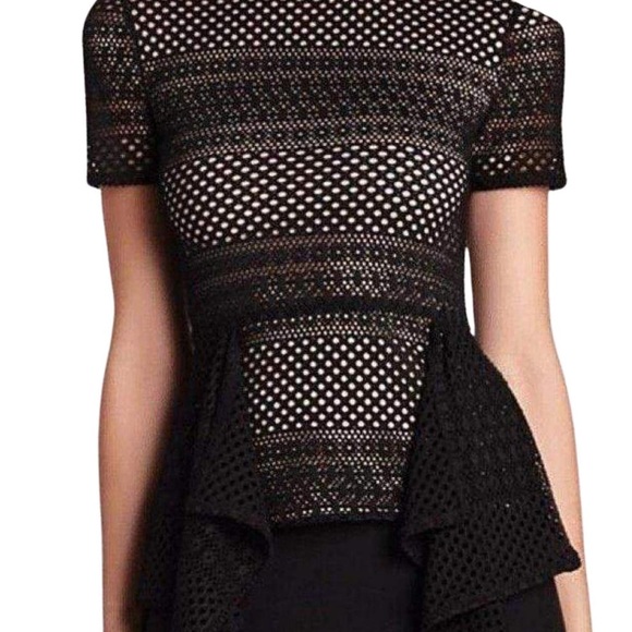 🌟 BCBGMAXAZRIA Vicktoria Mixed-Knit Peplum Top - Size M - Used - Picture 4 of 6